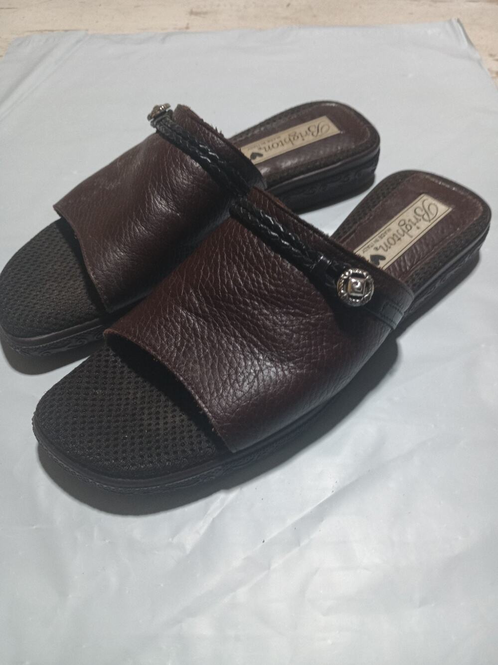 Brighton Slides Brown Leather Size 5.5 Women's